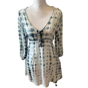 Blue Island Long Sleeve Cover Up Resort Dress Tie Dye S